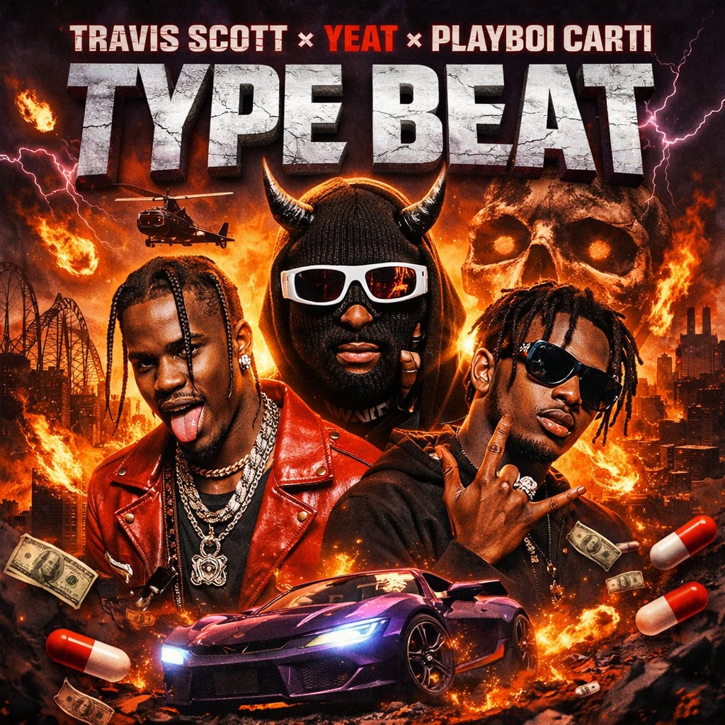travis x playboy carti x yeat type beat artwork by culturevulture22