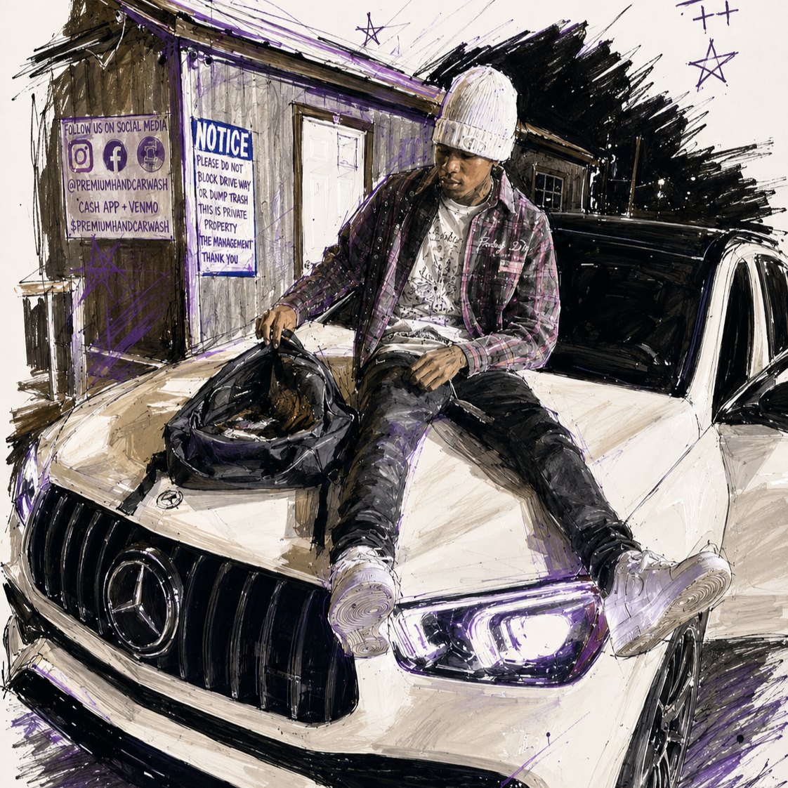 (Buy 2 Get 1 FREE) Detroit x West Coast - Snowy Jungle - 100 Am artwork by Faux.